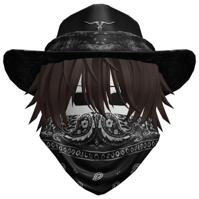 Black Cowboy Hat with Mask + Neck Scarf