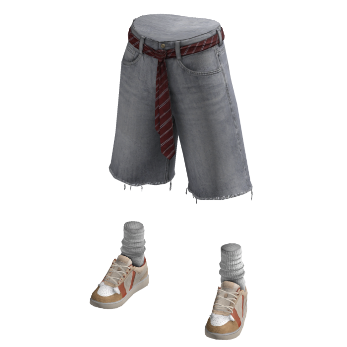 Tie Belt Jorts w/ Tan Sneakers (Light Grey)