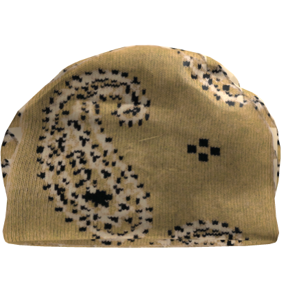 Raf Simons AW04 'Waves' Yellow Paisley Knit Beanie