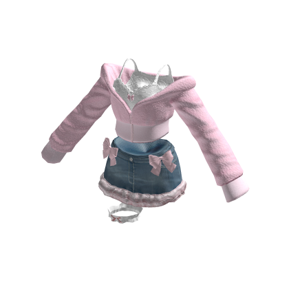 🍀Cute Off Shoulder Jacket Outfit (Pink)
