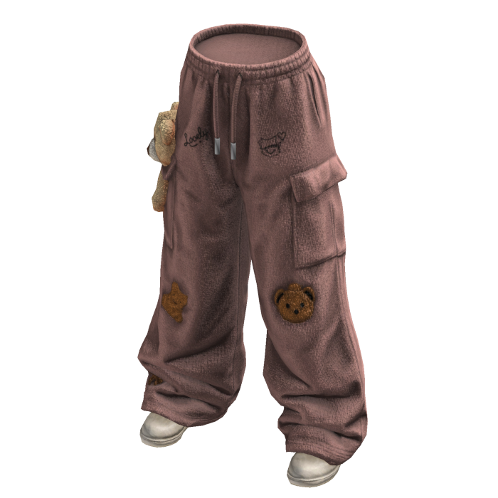 Teddy Cargo Pants w/Boots (Pink)