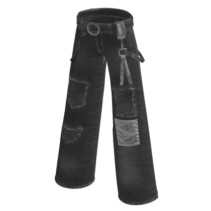 Black Y2K Distressed Patchwork Jeans [PBR]