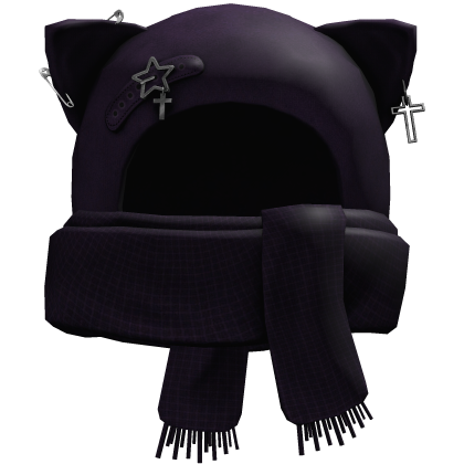 Grunge Cat Scarf Hat (Purple)