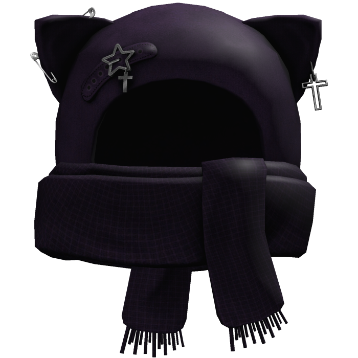 Grunge Cat Scarf Hat (Purple)