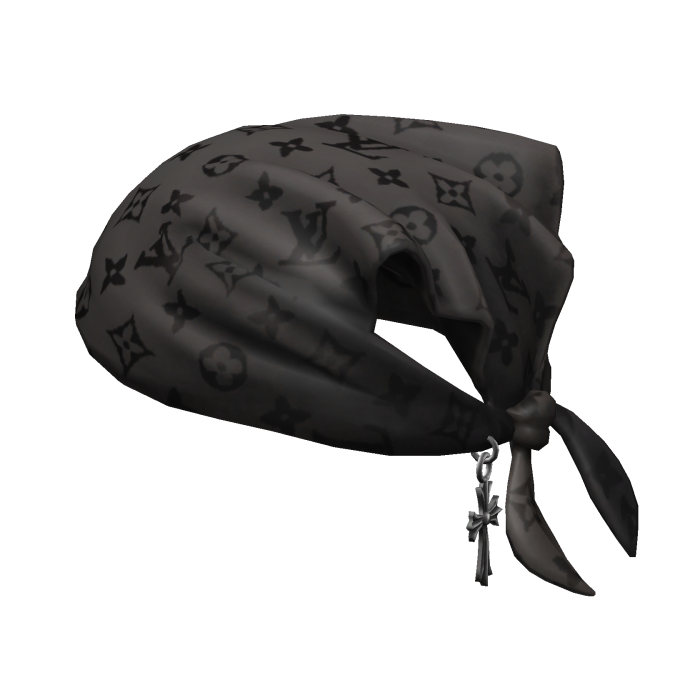 Tied LV Bandana Hat with Cross Chain