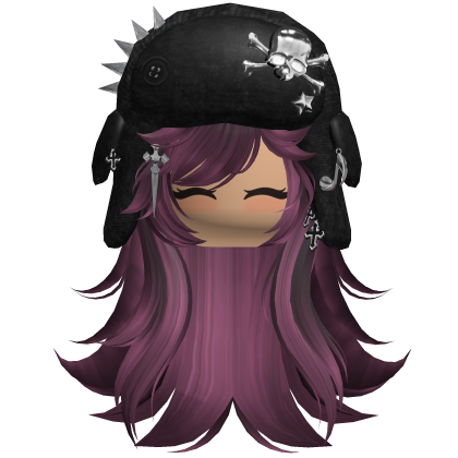 Burgundy Messy Punk Hair W Black Spiked Ushanka 