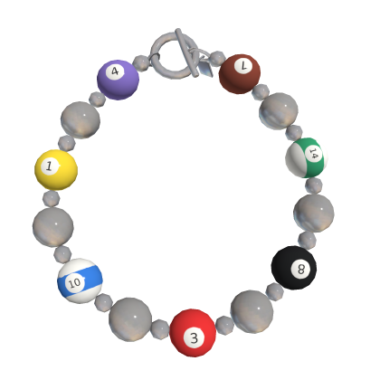 Billiard Pool Ball Bead Necklace Bracelet
