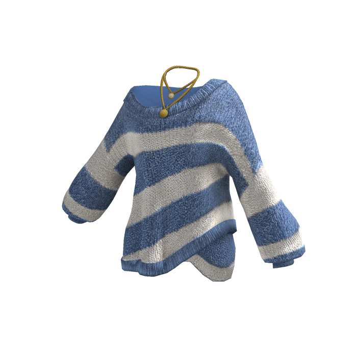 Y2K Striped Knit Sweater w/ Necklace (Blue)