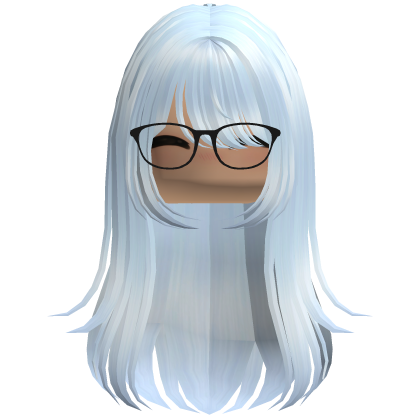 Long Layered Girl Hair w Glasses (Sky blue) Roblox item