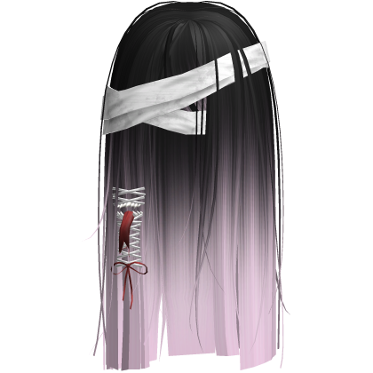 Creepy Black Pink Monster Hair w White Bandages Roblox item