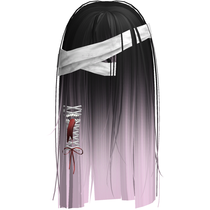 Creepy Black Pink Monster Hair w White Bandages