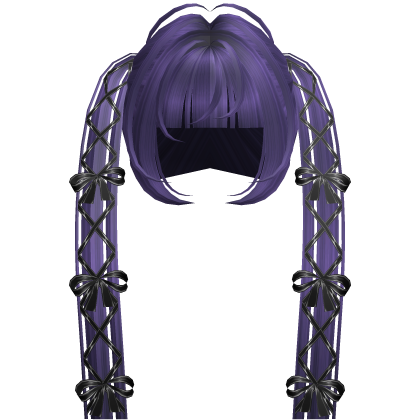 ♱ Purple Goth Royal Pigtails w Black Bow Roblox item