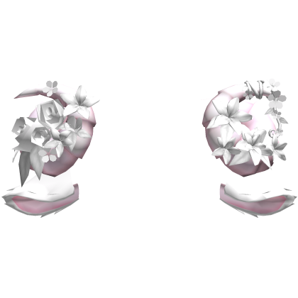 White Goat Sheep Flowery Pink Horns w Pink Ears