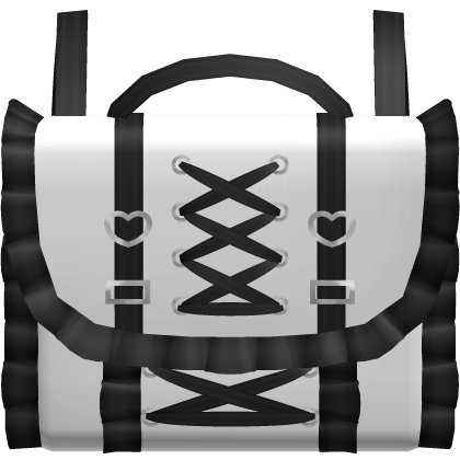 kawaii ruffled black n white letter backpack 3.0 Roblox item