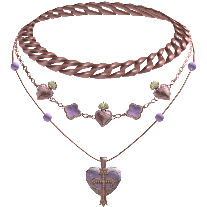 Chunky Clover Cuban Jesus Cross Layered Set