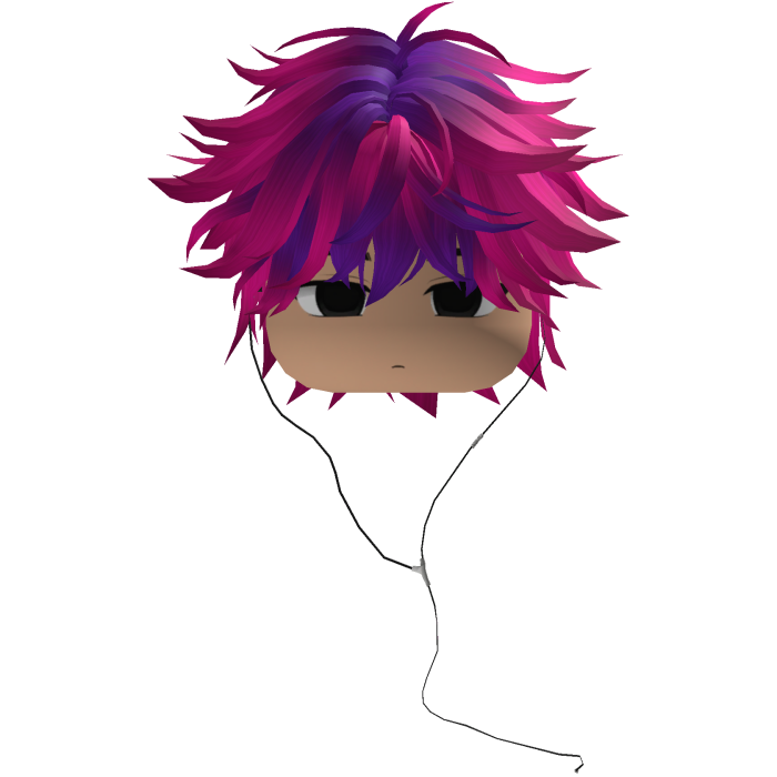 Y2K emo boy with headphones, purple pink hair