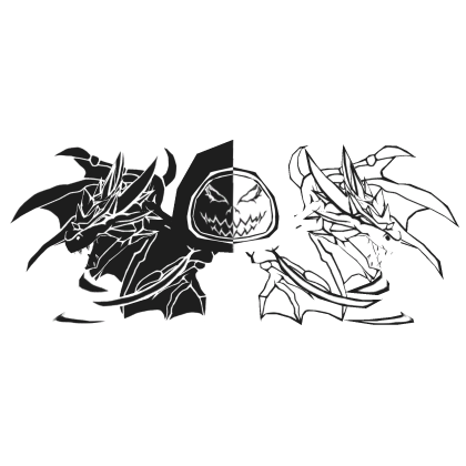 Cartoony black&white Hood Star Dragon Wings Combo