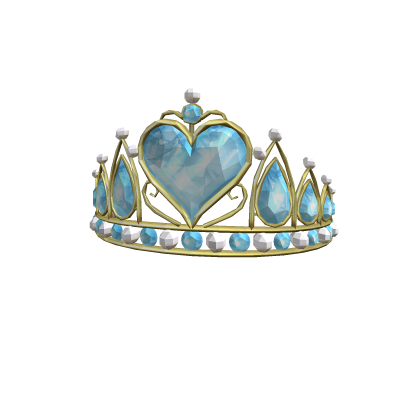 Princess Tiara Heart Crystal And Pearls Blue Roblox item