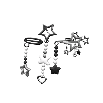 Black / White Dangle Star Hair Clips