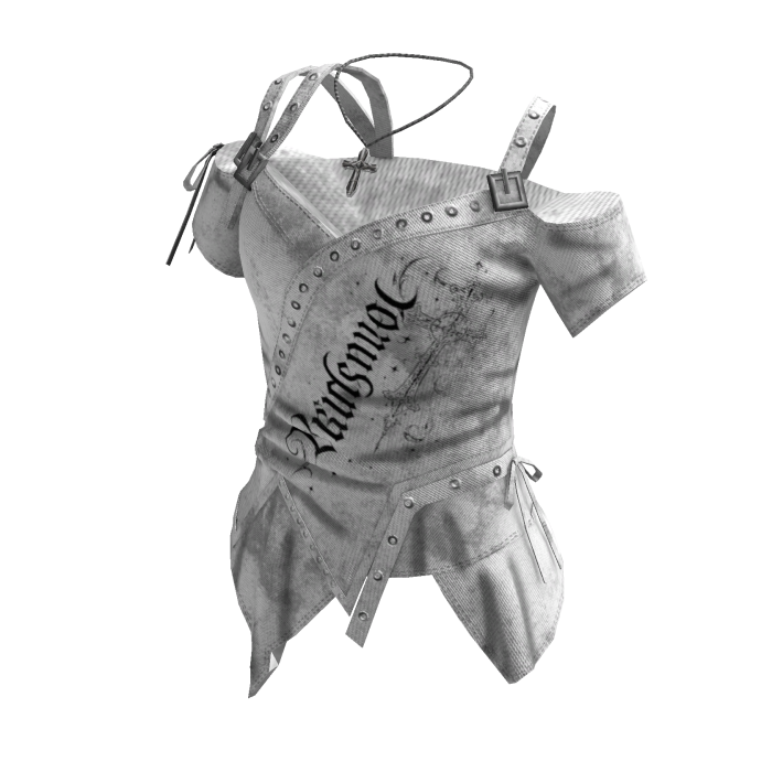 Mall Goth Studded Top w/ Cross Chain (White)