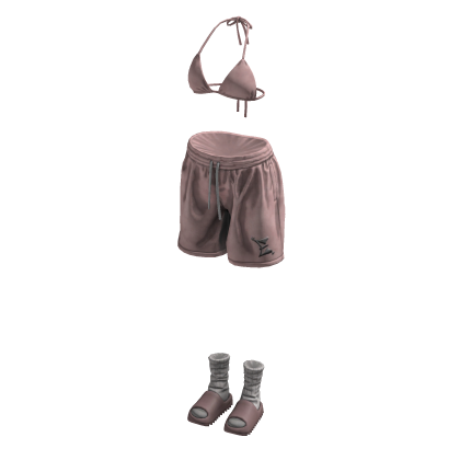 Halter Bikini Shorts Set (Pink) thumbnail