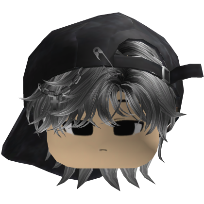 Garoto Y2k Fofo Hair Bagunçado Cinza com Chapéu Roblox item