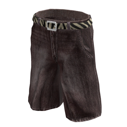 Brown Baggy Jorts Y2K Skater w/ Zebra Belt