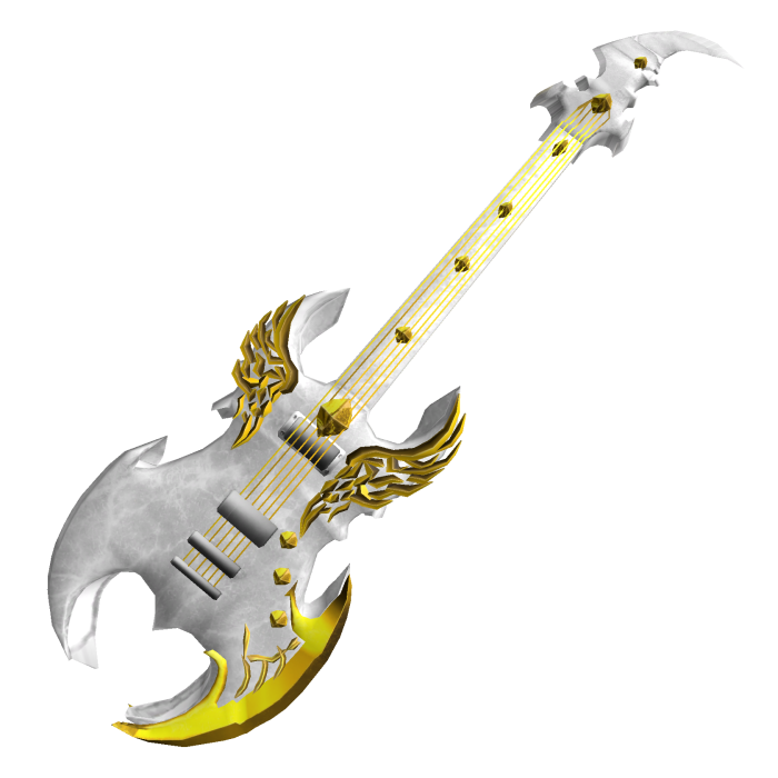 Gold and White Metal Guitar