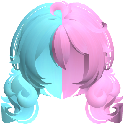cute fluffy moe bob pigtails in blue & pink