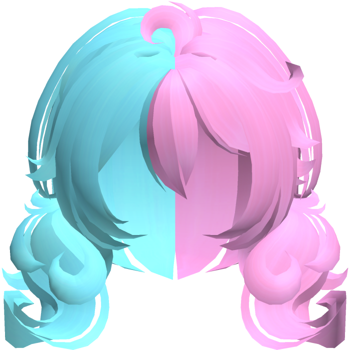 cute fluffy moe bob pigtails in blue & pink