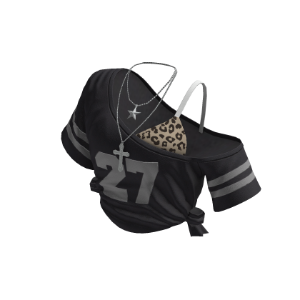 Y2K Leopard Layered Crop Top (Black) thumbnail