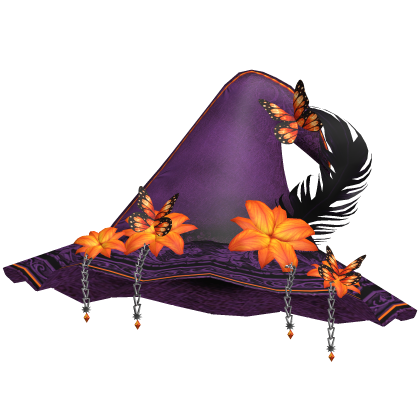 Halloween Magical Witch Hat Flowers Purple Orange Roblox item