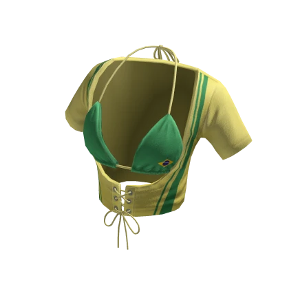 Y2K Brazil Yellow/Green Bikini Shrug Crop Top | Roblox Item