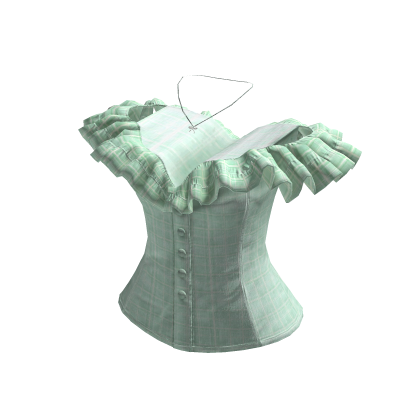 Plaid Off Shoulder Ruffle Corset (Mint)