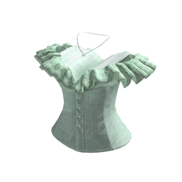 Plaid Off Shoulder Ruffle Corset (Mint)