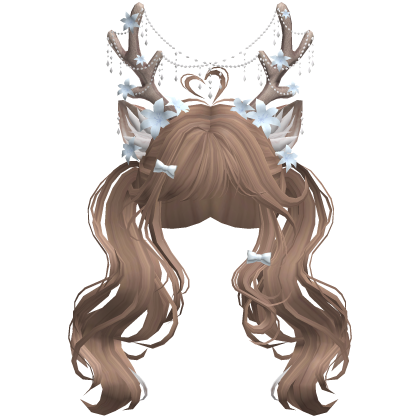 Ethereal Christmas Fairy Fawn Pigtails w/ Antlers