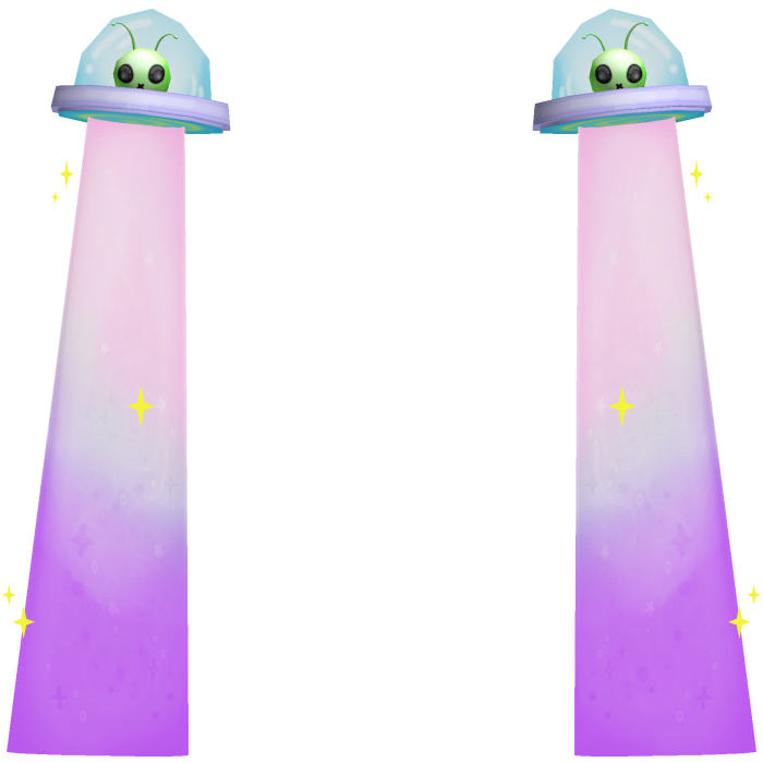👽 Cute Silly Alien UFOs Behind You in Pink Purple