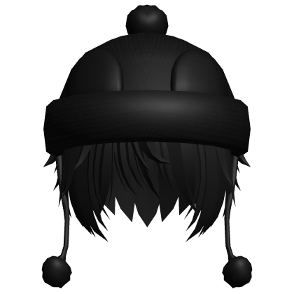 ♰ vkei emo boy hair w cat beanie (black) Roblox item