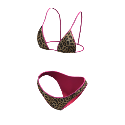 Bikini Leopard Pink Swimsuit Hawaiian String Tied thumbnail