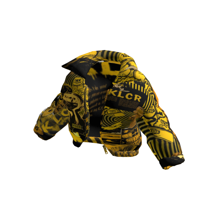 [Y2K] Yellow Black Cyber Graffiti Puffer Jacket