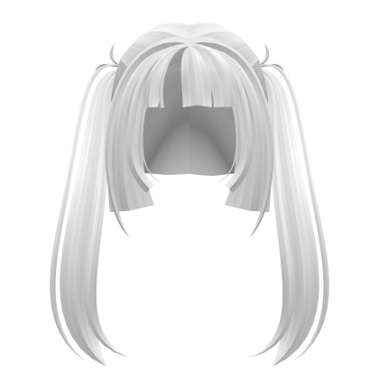 Anime Cute Messy White Pigtails Hair with Bangs