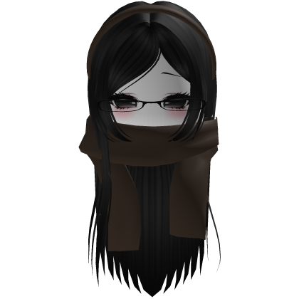 Warm Fall Black Hair w/ Glasses Headband & Scarf