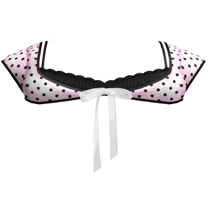 Gothic Polka Doll Top w Ribbon In Pink Black