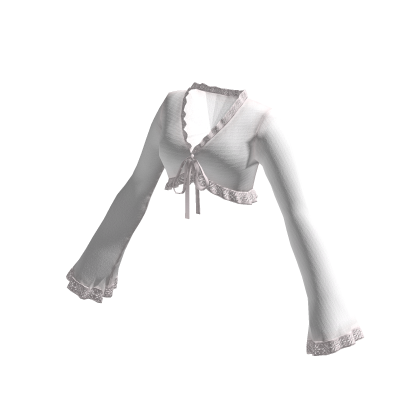 White Ruffle Crop Top Long Sleeves