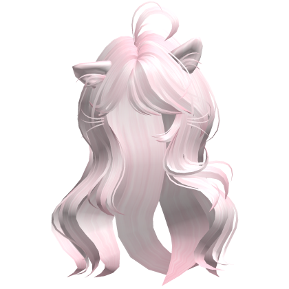 Messy Wavy Cute Kitty Cat Hair in Pastel Pink 9. Roblox item