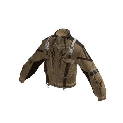 Tribal Buckle Strap Zip Jacket (Brown)