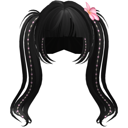 Tropical Flower Summer Twintails in Black Roblox item