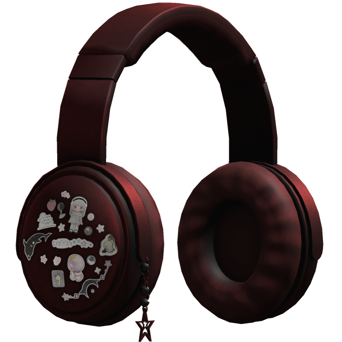 Cute Y2K Sticker Headphones (Red)