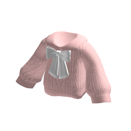 🍀Oversized Knitted Sweater w Bow (Pink)