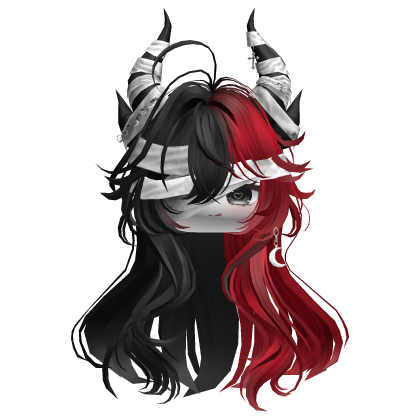 Horned Anime Demon Wolfcut (Black&Red)